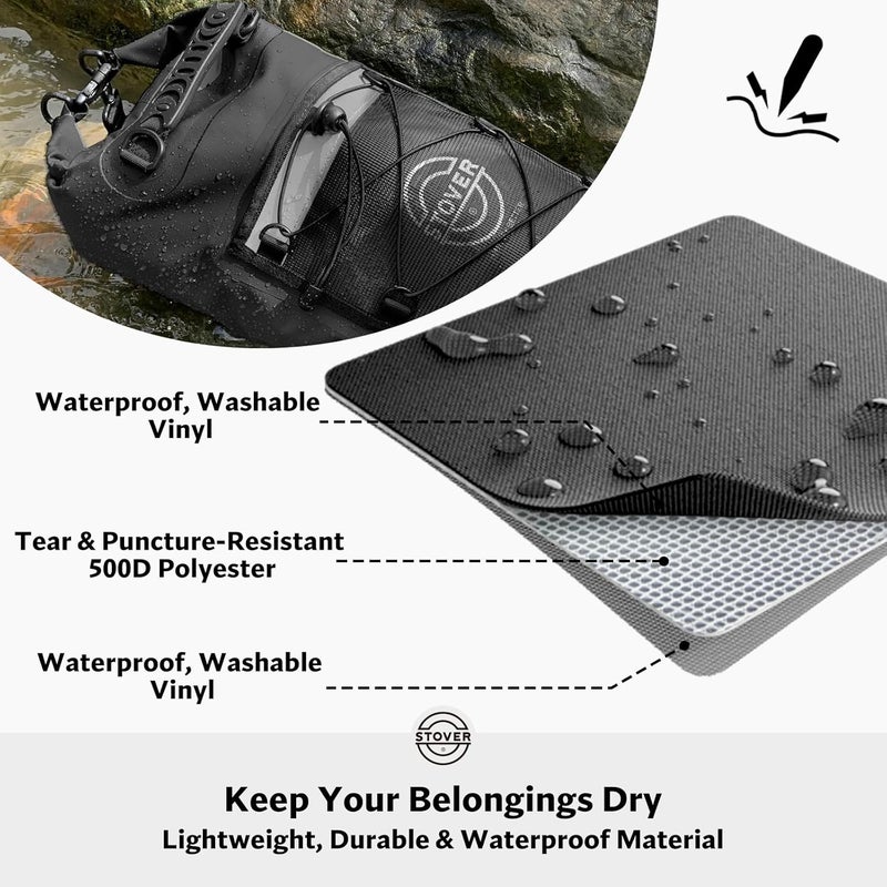 STOVER 5/10/25/30/40/55L Waterproof Dry Bag- Roll-Top Backpack w/Phone Case- Kayaking, Hiking, Camping, Boating- Men/Women - Image 2
